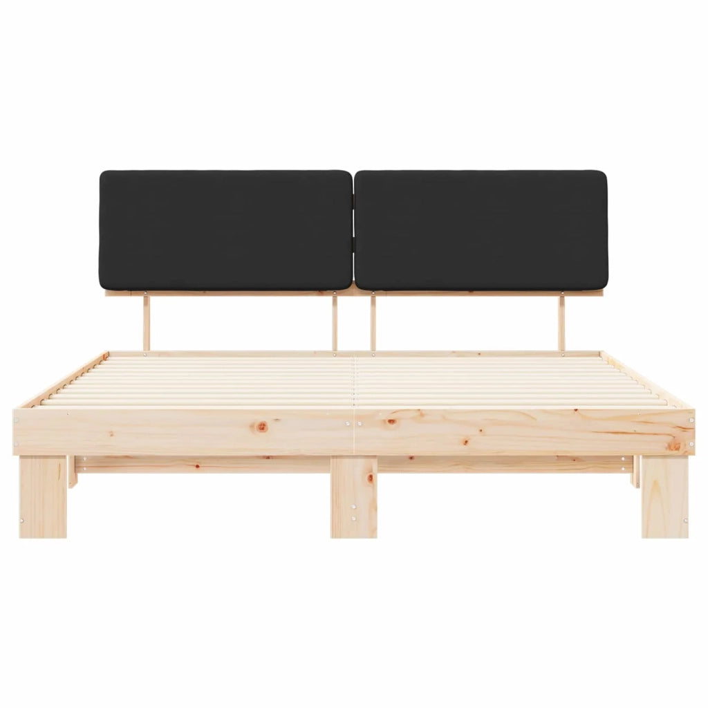 Letto con Testiera Rivestita Nero 180 x 200 cm Pino massello