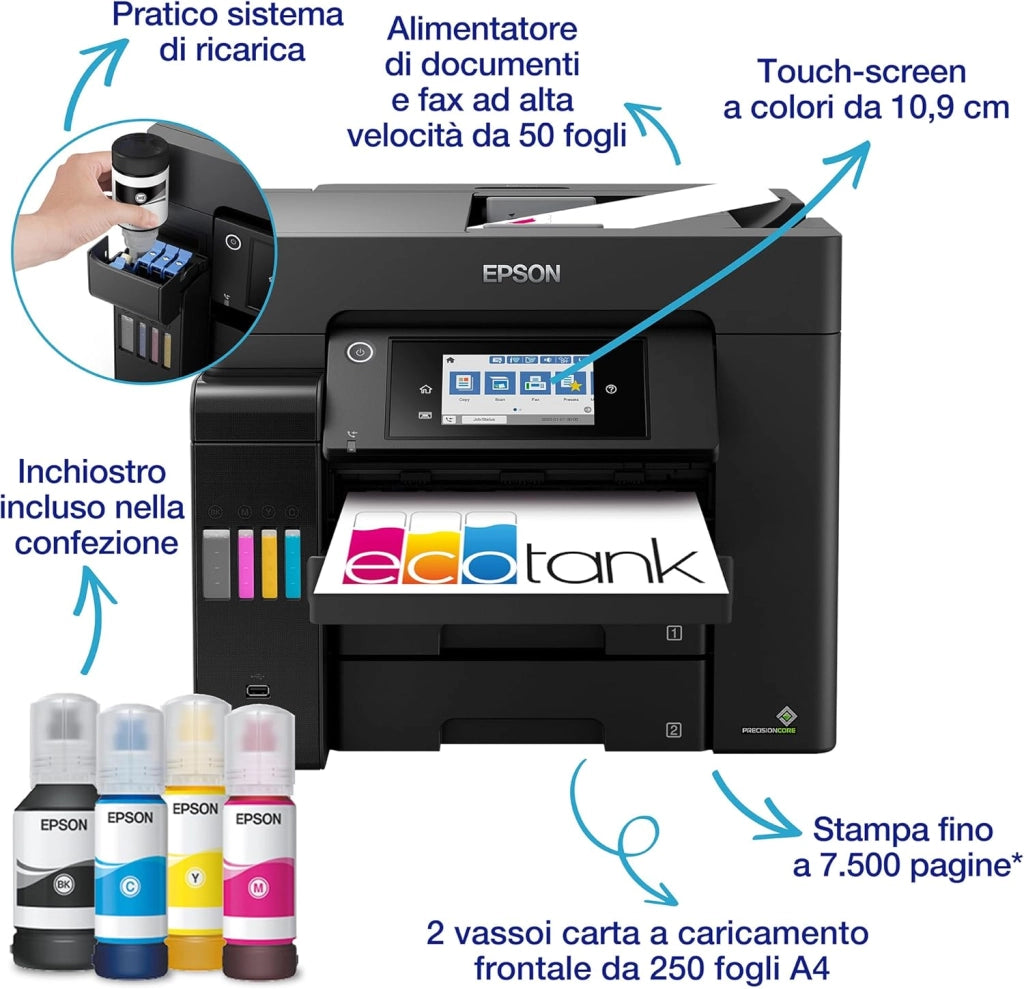 EcoTank ET-5855 Stampante multifunzione A4 Wi-Fi con serbatoi di inchiostro e fax