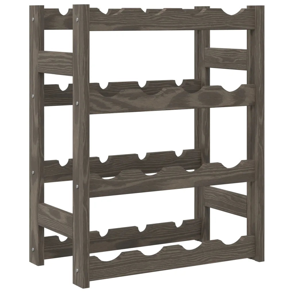 Portabottiglie per 16 Bottiglie Grigio Legno Massello di Pino CFW5967205