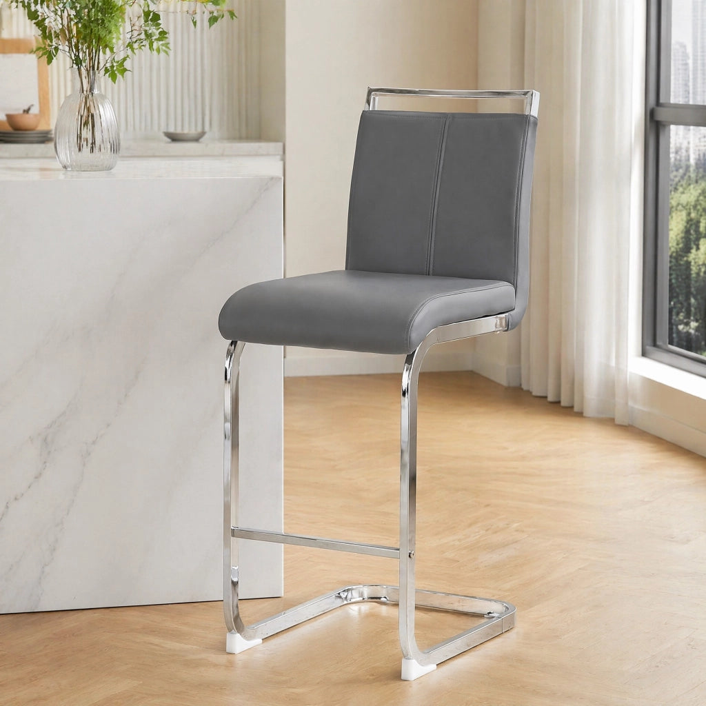 SGABELLO DA BAR Set da 2 pezzi 96,5 cm Grigio Scuro in PU e metallo
