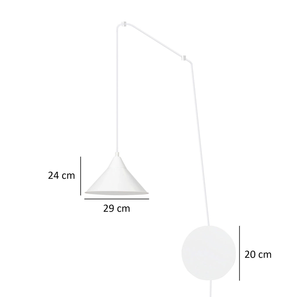 Sospensione Minimal 1 Luce Fujin In Acciao Bianco E Paralume A Cono
