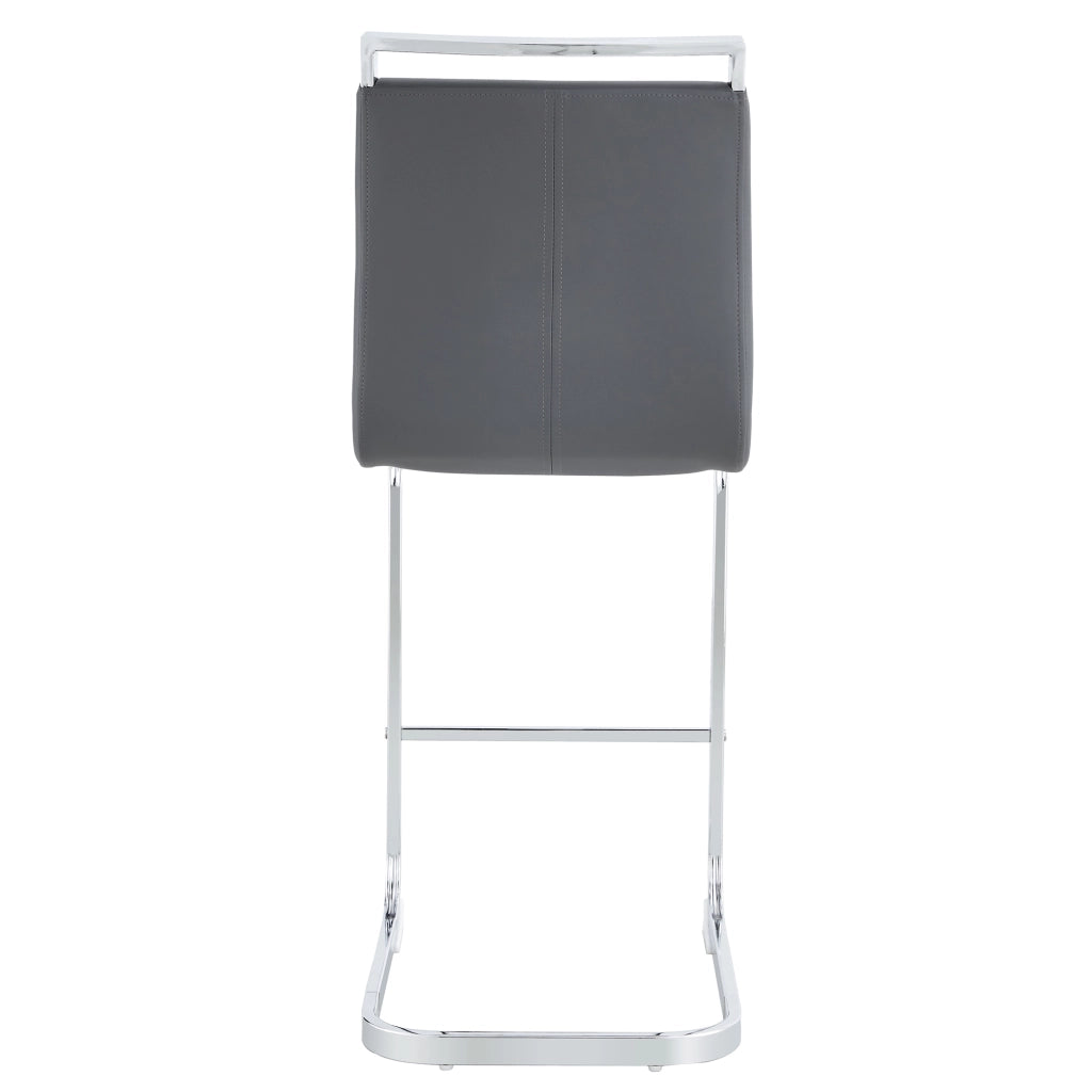 Sgabello da bar Set da 2 con Schienale e Poggiapiedi, Struttura in Metallo, per Cucina e Bancone, PU Grigio Scuro e Argento
