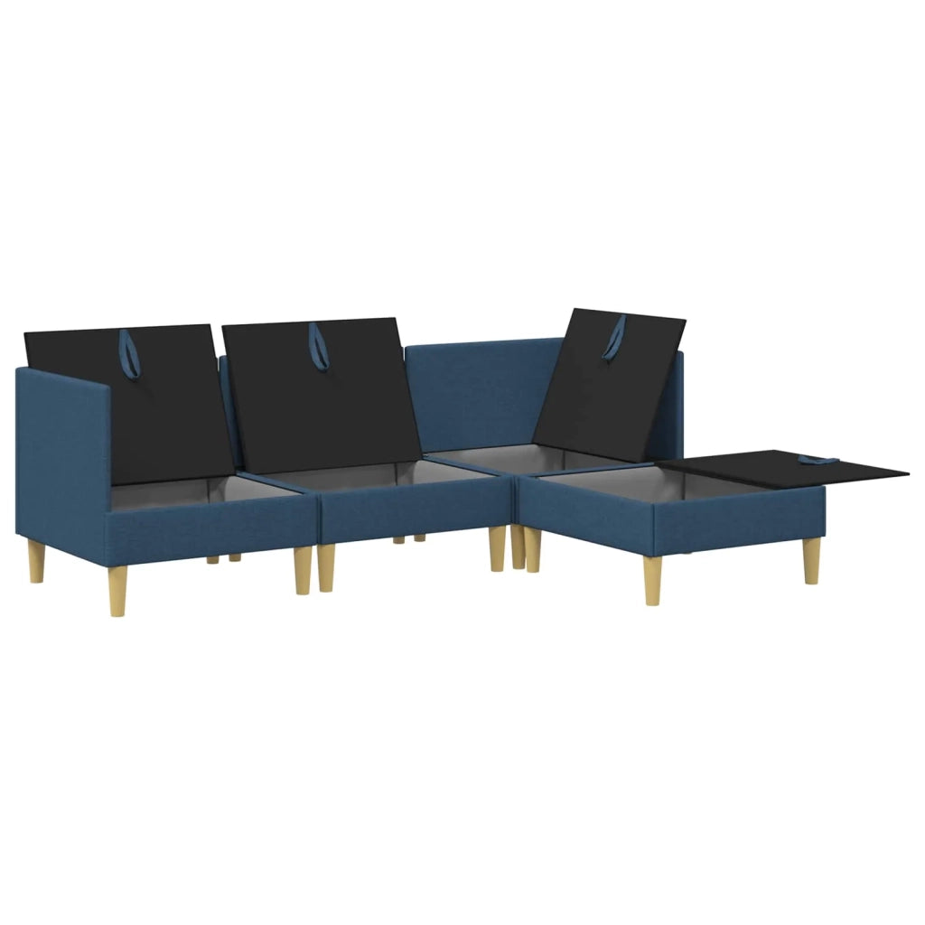 Set di divani modulari con spazio di archiviazione 4 pcs Blu