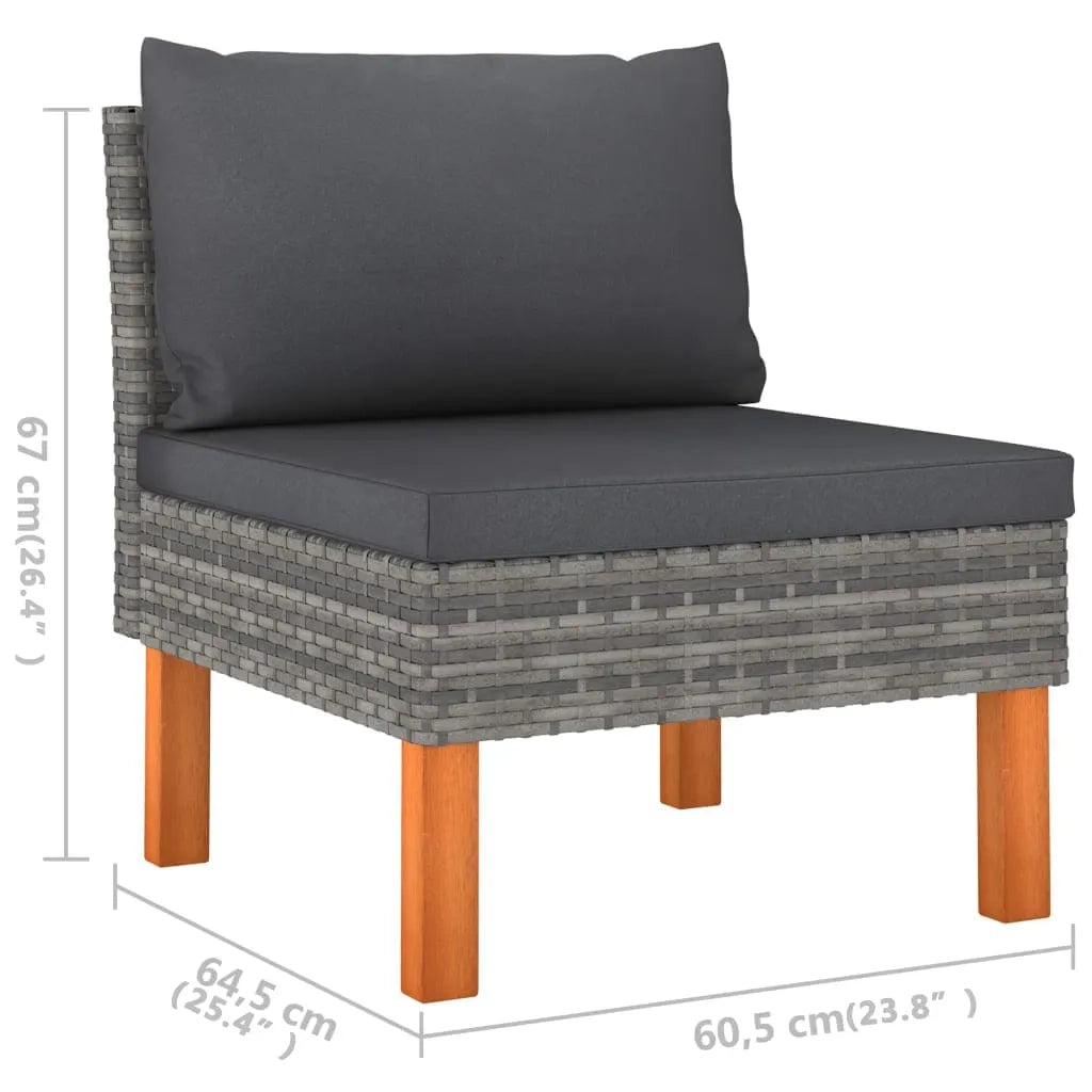 Set Divani da Giardino 6 pz con Cuscini in Polyrattan Grigio 3059715