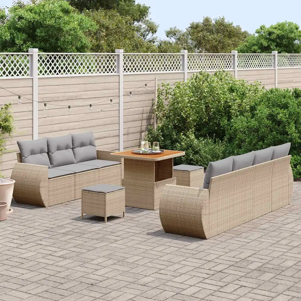 Set Divano da Giardino con cuscino 10 pcs Beige polyrattan 3361837