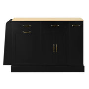 Credenza con vani aperti e vano rifiuti - per cucina - in MDF - 133.5×40×86 cm - nero