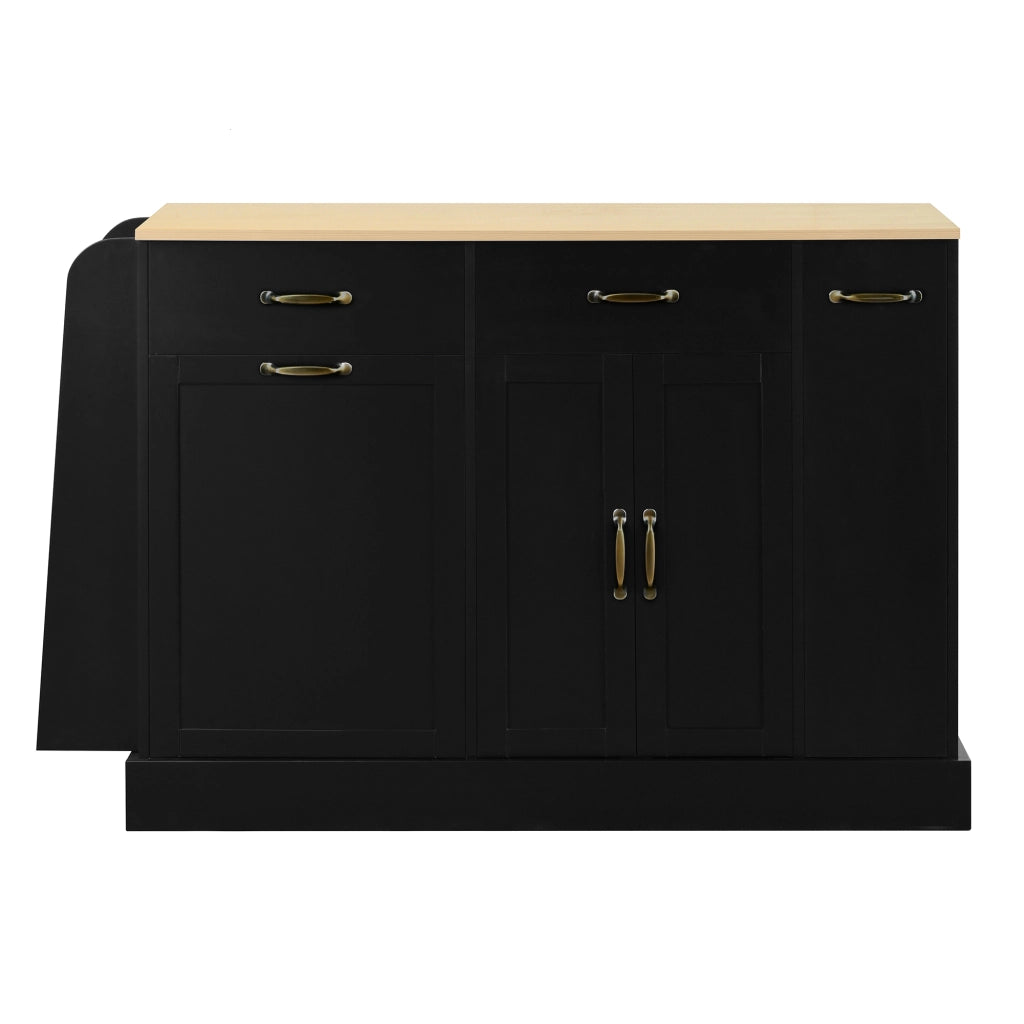 Credenza con vani aperti e vano rifiuti - per cucina - in MDF - 133.5×40×86 cm - nero