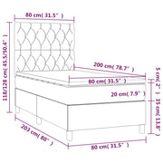 Letto singolo | Letto per adulti | Letto a Molle con Materasso e LED Crema 80x200 cm in Tessuto