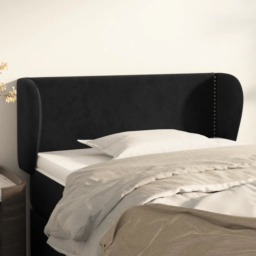 Testiera ad Orecchio Nera 93x23x78/88 cm in Velluto 3117042