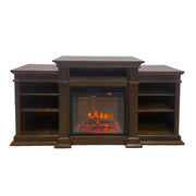 Biden - Camino elettrico da terra 179x48xH85 cm, effetto fiamma, colore legno noce