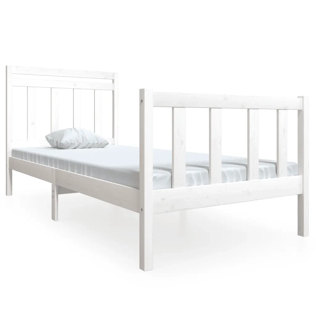 Giroletto-Struttura Letto Bianco in Legno Massello 100x200 cm 815911