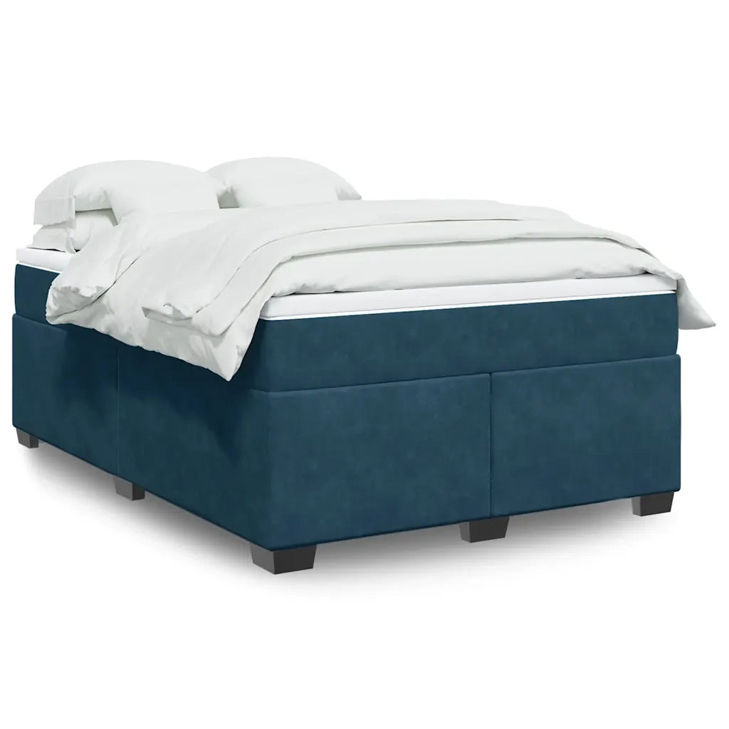 Giroletto a Molle con Materasso Blu Scuro 160x200 cm in Velluto