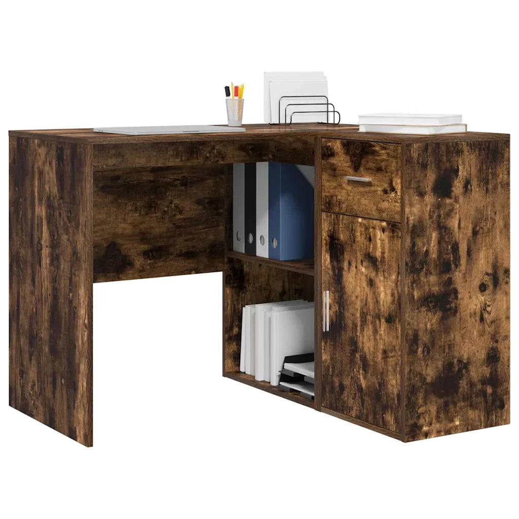 Scrivania | Tavolo da Ufficio ad angolo con cassetto Rovere fum¨¦ 102 x 88 x 75 cm