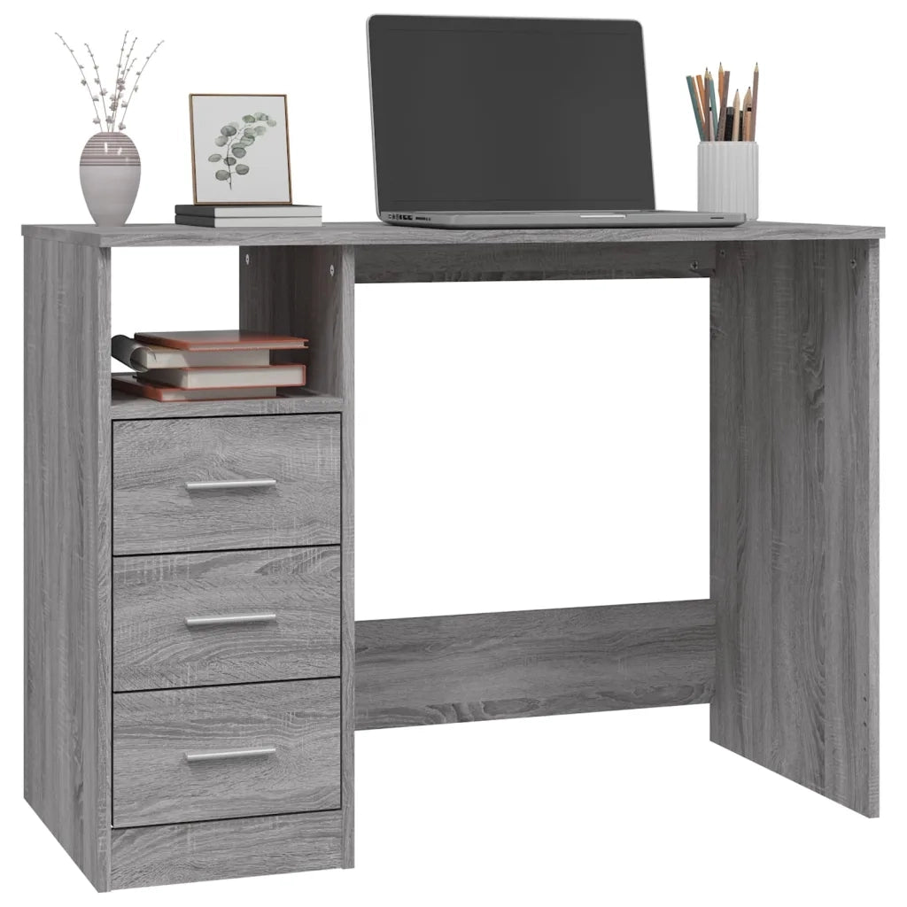 Scrivania Cassetti Grigio Sonoma 102x50x76 cm Legno Multistrato 823038