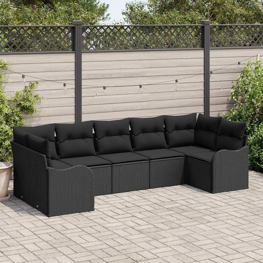 Set Divano da Giardino con archiviazione 7 pcs Nero Poly Rattan 3354522