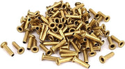 Kit di grommetti a doppia faccia in ottone, 100 pezzi, tonalità dorata, dimensioni 3mm x 12mm