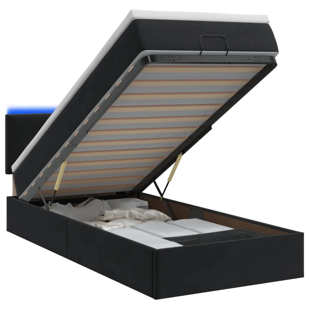 Letto Ottomano con Materasso e LED Nero 80 x 200 cm Velluto 3457103
