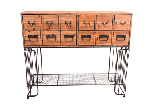 Tavolo con Cassetti e Base in Metallo Larghezza 106 cm