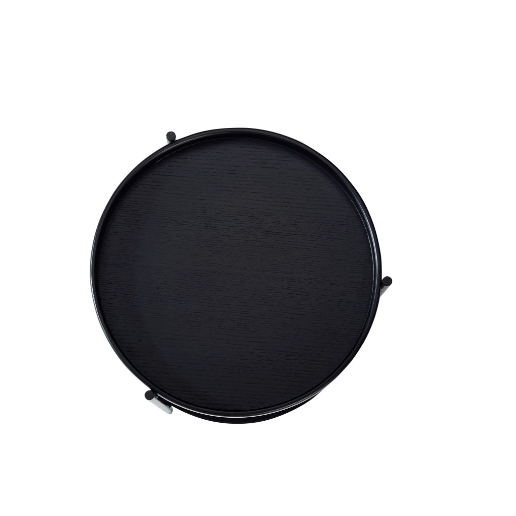 TAVOLINO DA CAFFÈ rotondo a 2 ripiani Ø69x38 cm nero in legno massello e MDF