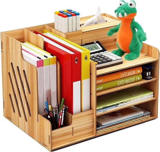 Organizzatore in legno per ufficio con cassetto, organizzatore per ufficio, grande scatola di archiviazione, per documenti, famiglia e ufficio, scatola di archiviazione, scatola per penne, scatola di archiviazione in legno massello
