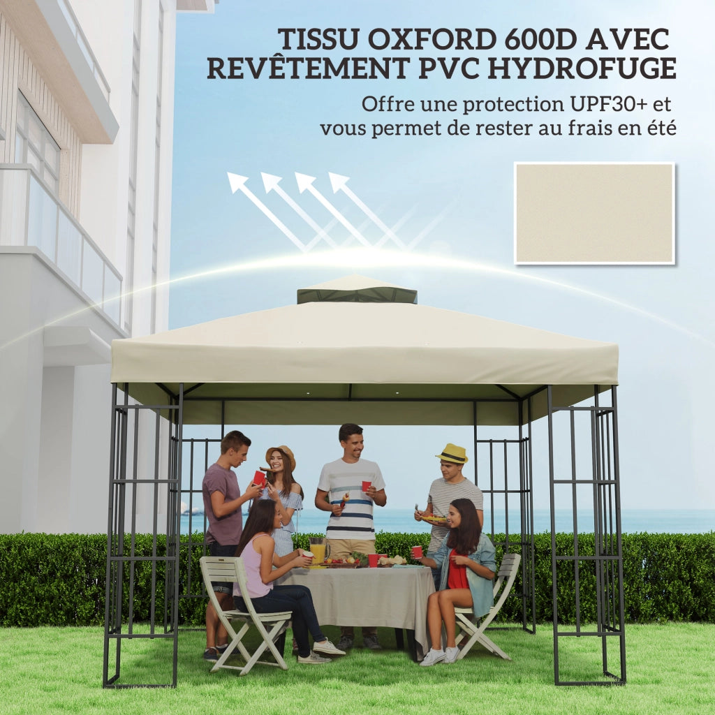 Tenda da giardino 3x3m ¨C zephmum ¨C crema, UPF30+, drenaggio