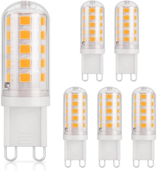 Lampada LED G9 3,5W, equivalente a una lampada alogena 30W, luce calda 3000K 380LM, non dimmerabile, standard di risparmio energetico G9, confezione da 6 pezzi.