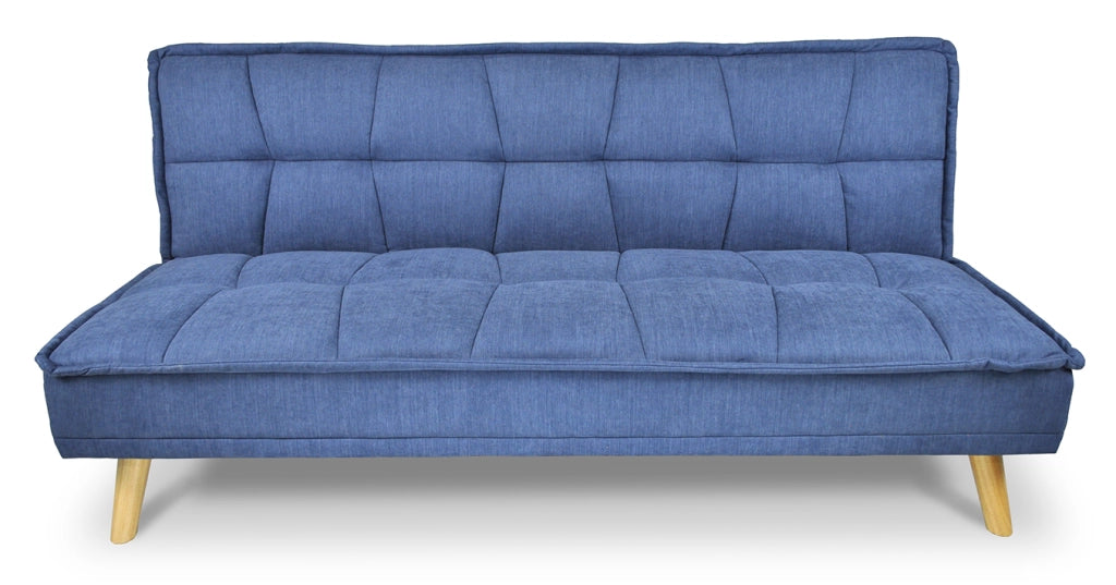 Divano letto clic clac in tessuto vellutato blu, divano 3 posti - Bart - DL-BA07FBC