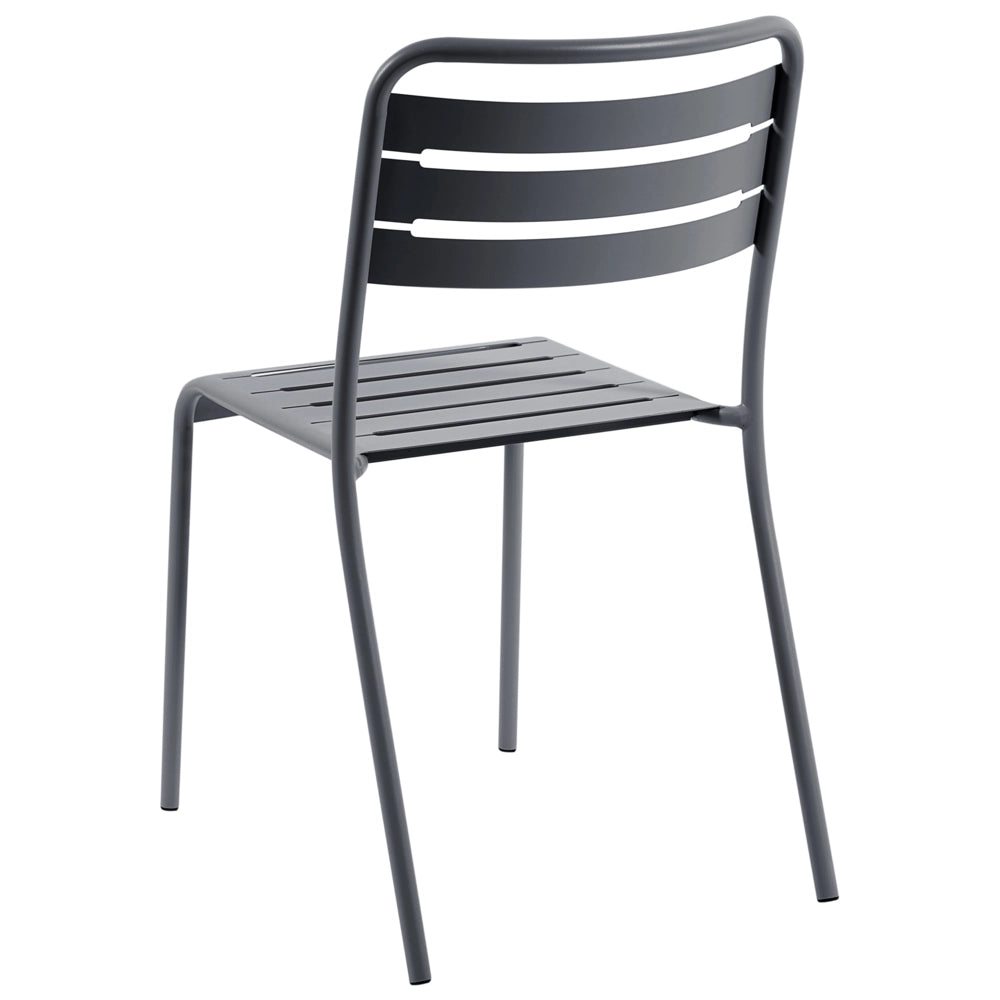 Set di 2 Sedie da Giardino in Ferro Metallo Grigio Scuro Senza Braccioli Impilabili per Esterni