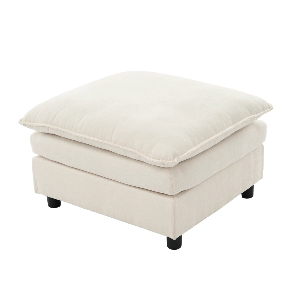 Divano angolare a L con chaise longue mobile, 3 posti, in tessuto chenille beige, 212¡Á150¡Á90 cm