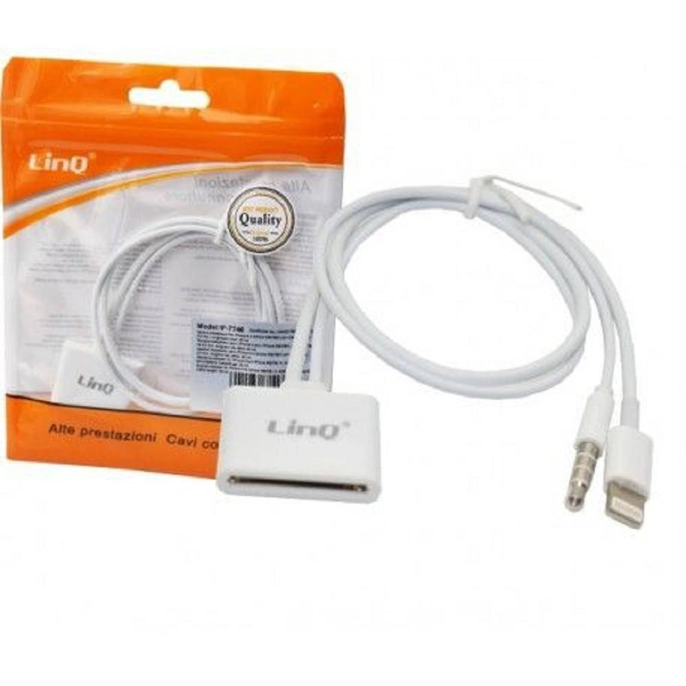 Trade Shop - Cavo Adattatore Di Carica Per Iphone 30-pin Lightning + Jack Audio 3,5mm Ip-7746 -
