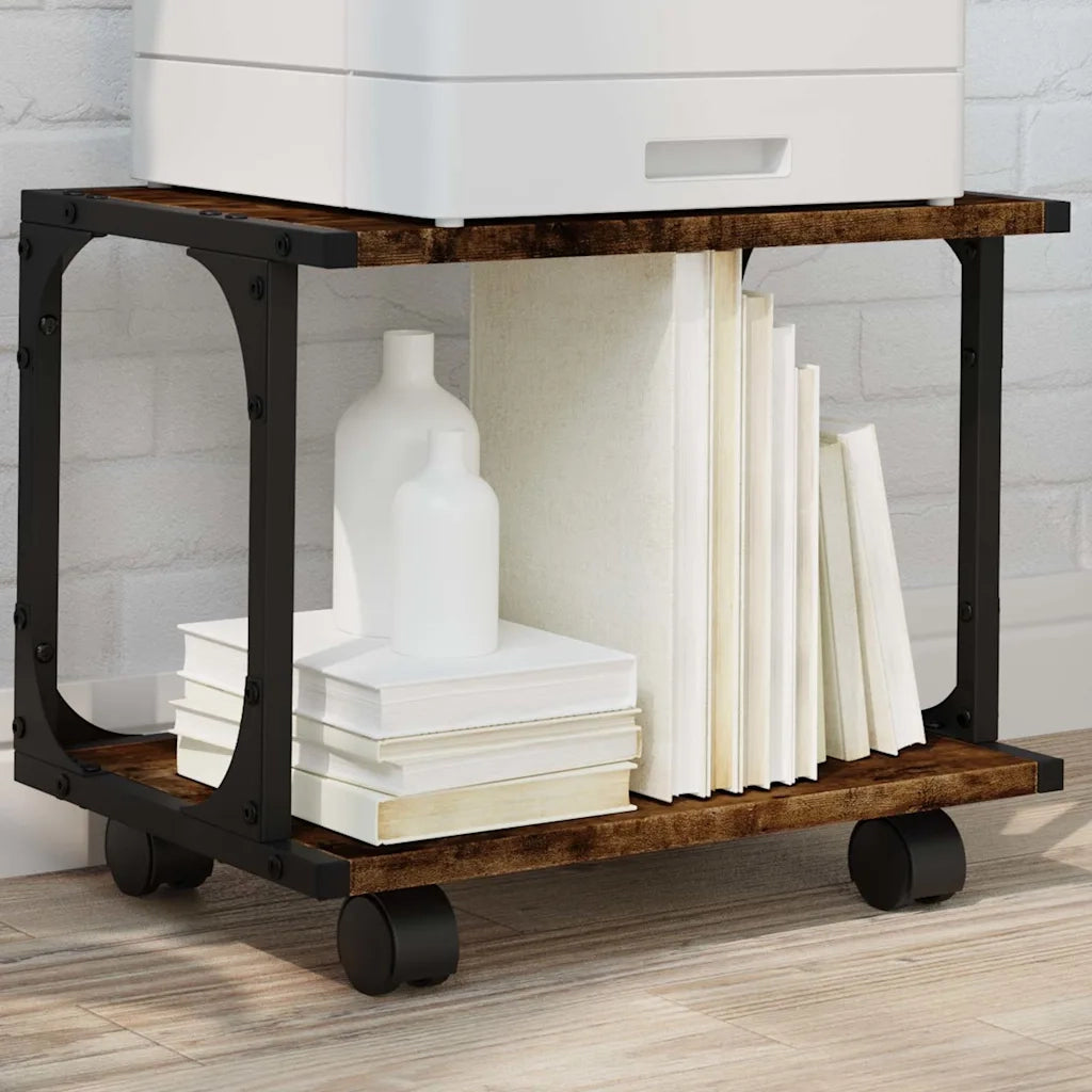Supporto Stampante 2 Livelli Rovere Fumo 41x28x33,5 Multistrato 842273