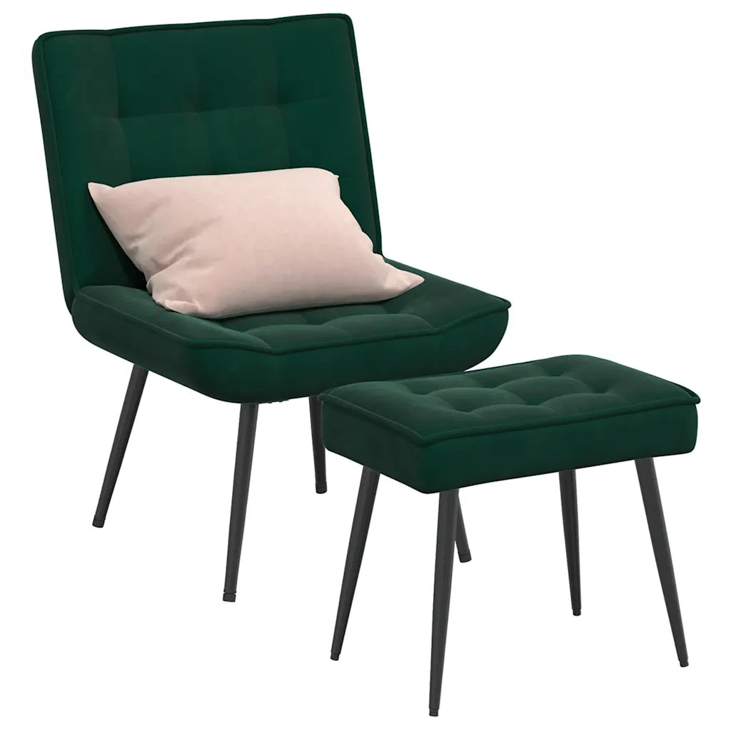Divano Sedia-Poltrona Relax con Poggiapiedi Verde Scuro in Velluto 403774