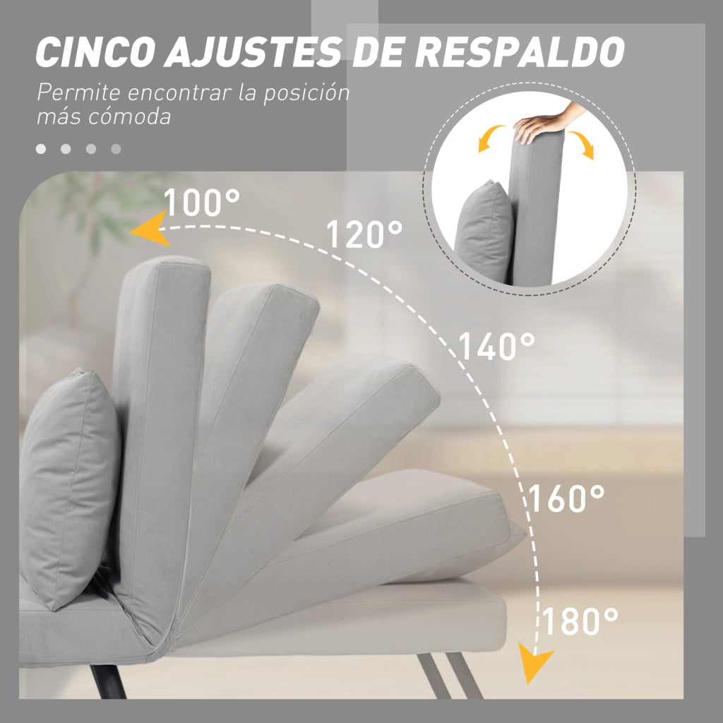 Divano Letto Singolo Pieghevole Convertibile 4 in 1 ¨C zephmum ¨C 63x73x81 cm Grigio