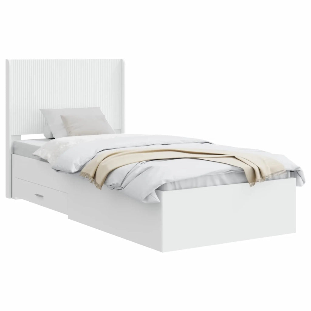 Struttura del letto con stoccaggio e testata Bianco 90 x 190 cm 3414157