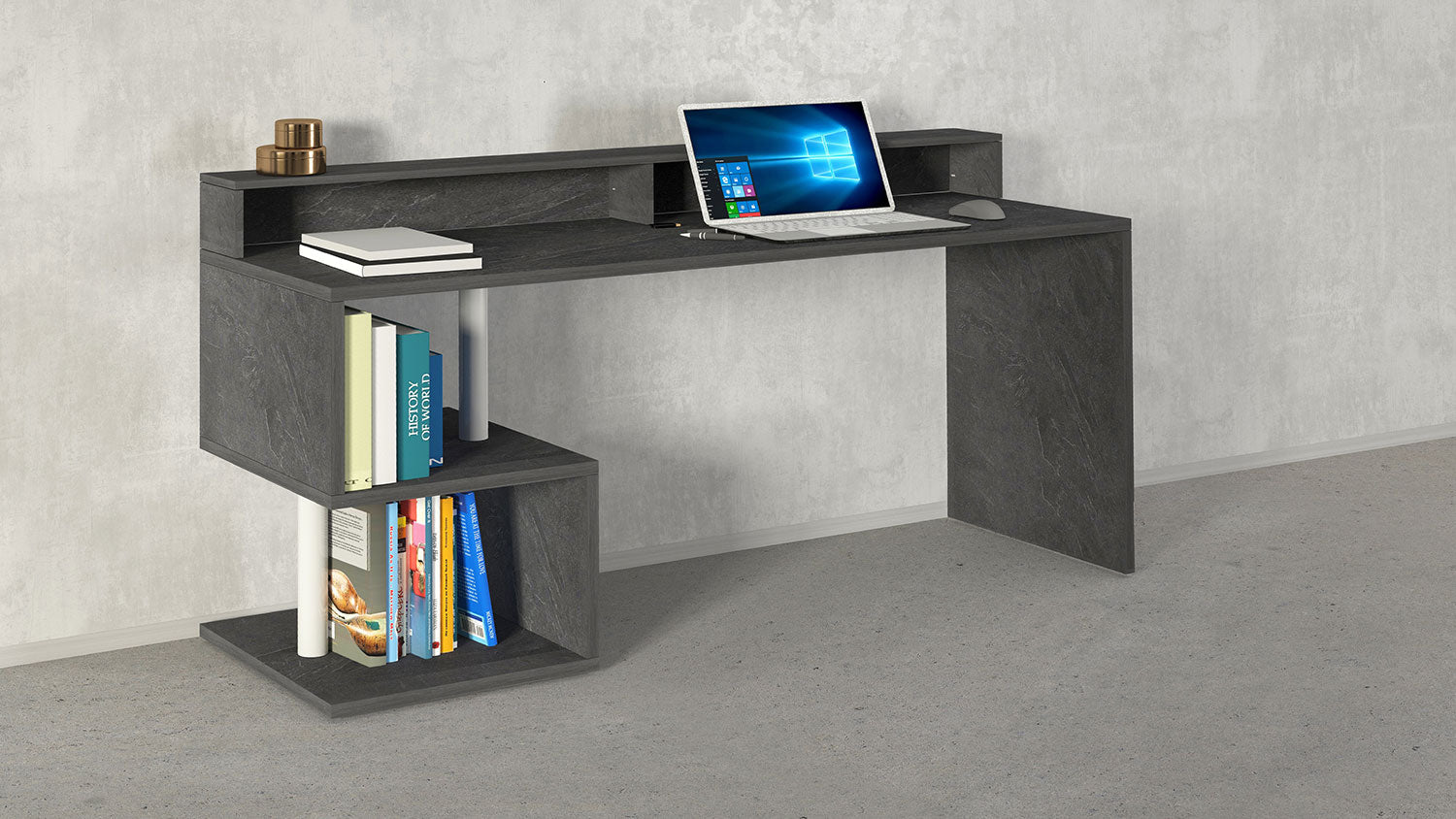 Scrivania a Giorno 180x60x92,5 cm Esse Report Grigio