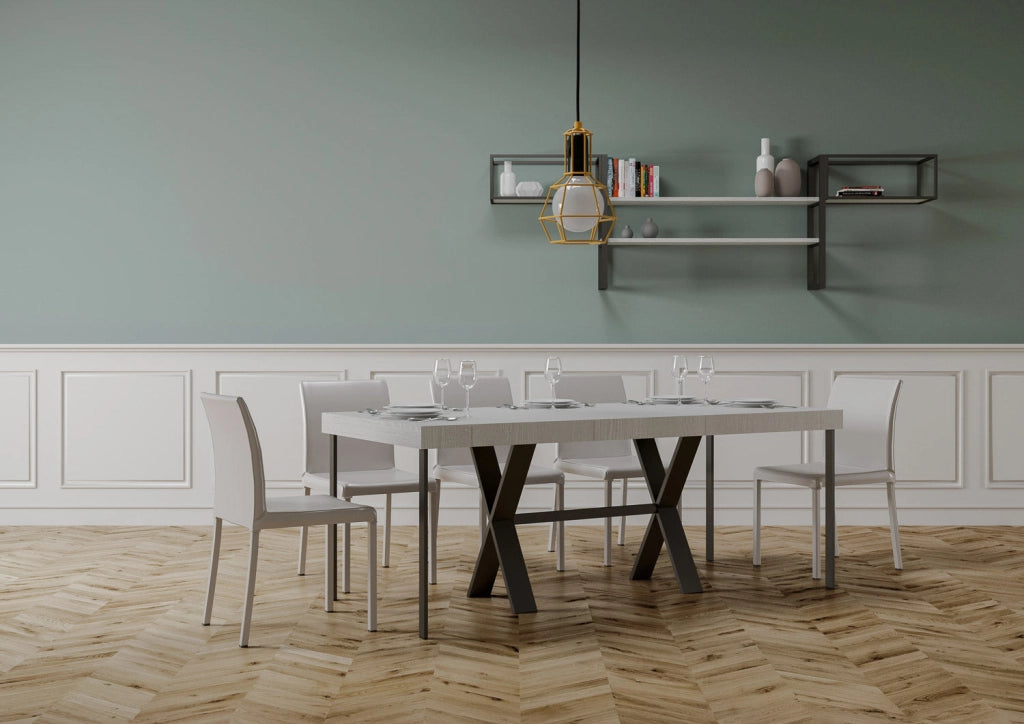 Consolle Allungabile 90-300x40x77 cm in Nobilitato Bianco
