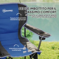 Sedia da Campeggio Pieghevole con Tasca e Portabicchieri con Borsa di Trasporto, Blu