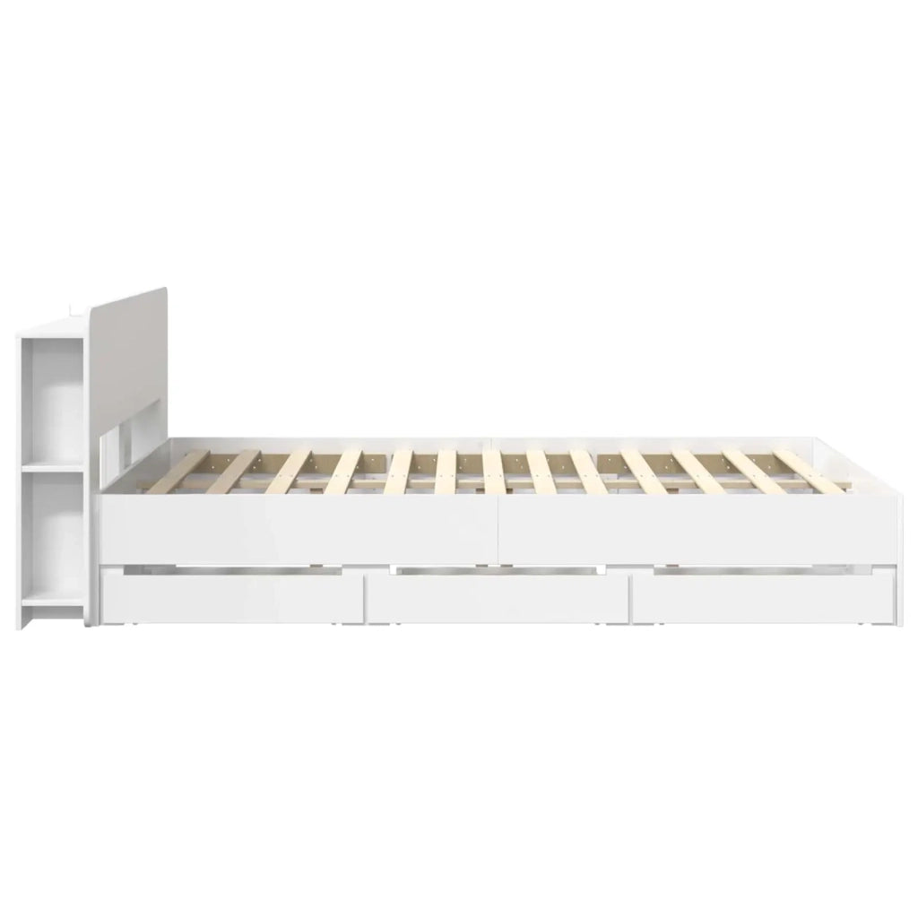 Struttura del letto con stoccaggio e testata Bianco 3433972