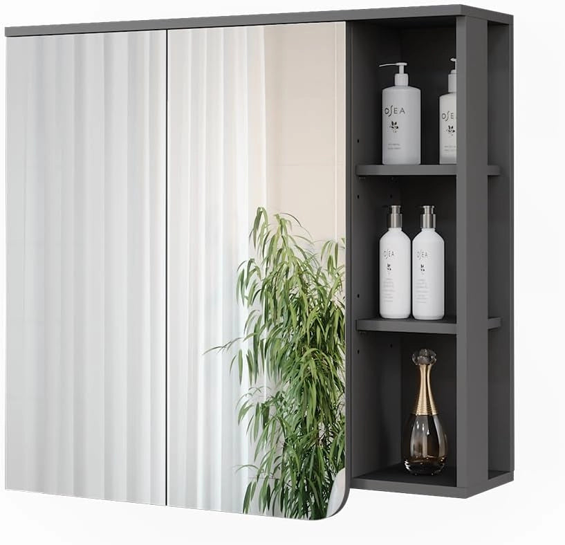 Mobile a specchio Karen, Antracite/bianco, 80 x 75 cm