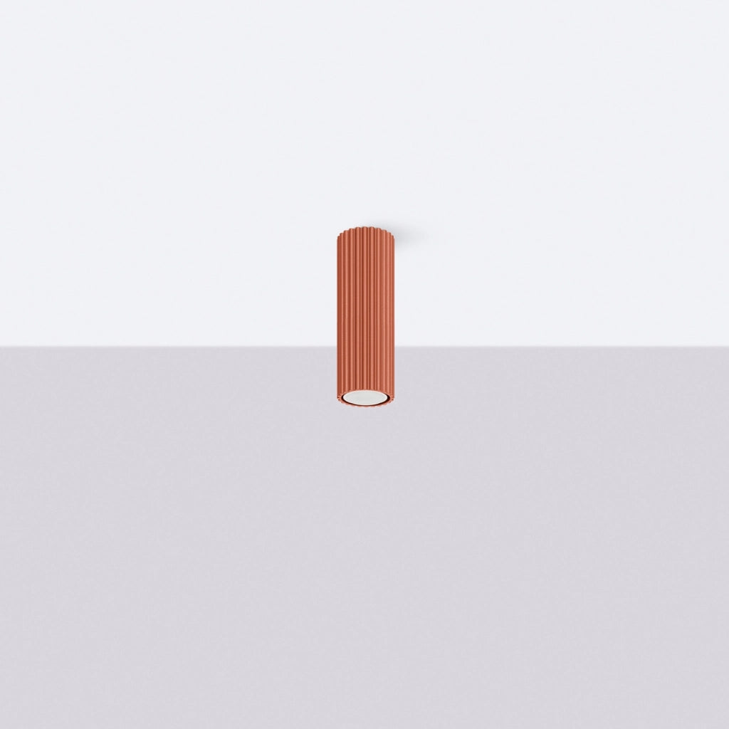 Spot soffitto Pure Lume GRAVIO tubo rigato ocra rosso 20cm GU10