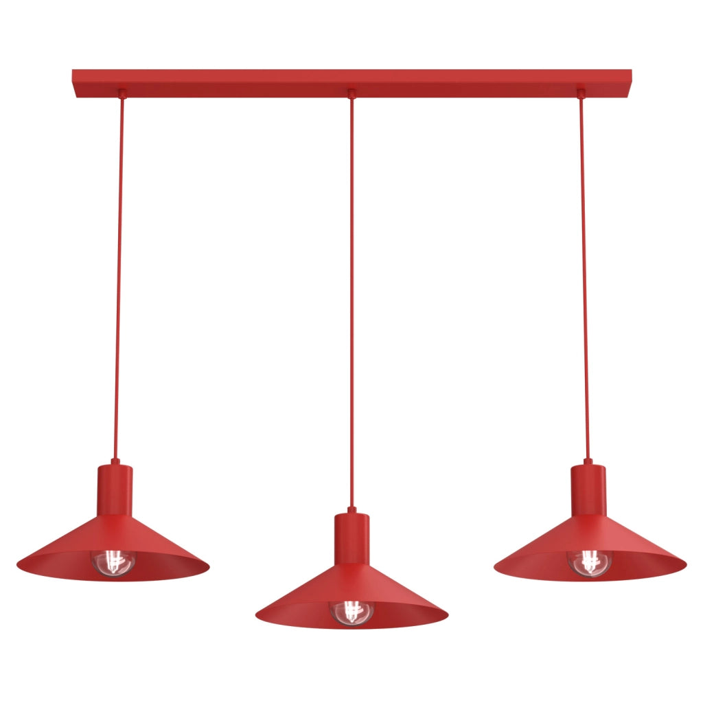 Lampada sospesa Nox 3 luci rossa metallo E27 Luminex