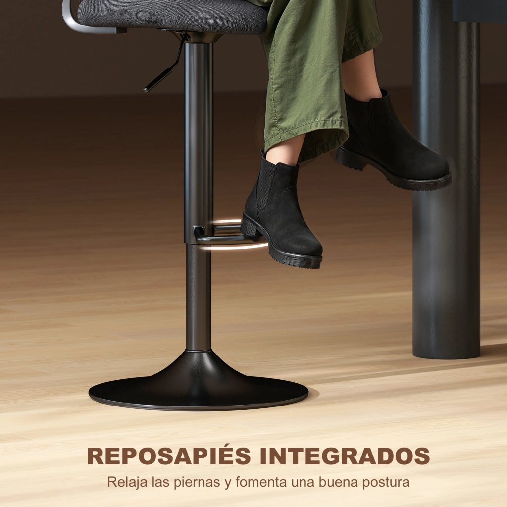 Sgabello da Bar Girevole 360¡ã Regolabile in Altezza 84-105 cm ¨C Xylo ¨C Schienale Traforato Nero