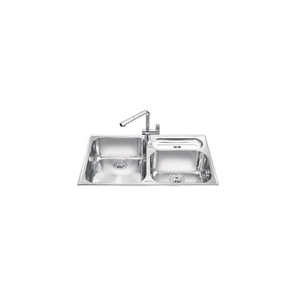 Lavello incasso 2 vasche 90x50.5 Smeg LTS9032 inox spazzolato