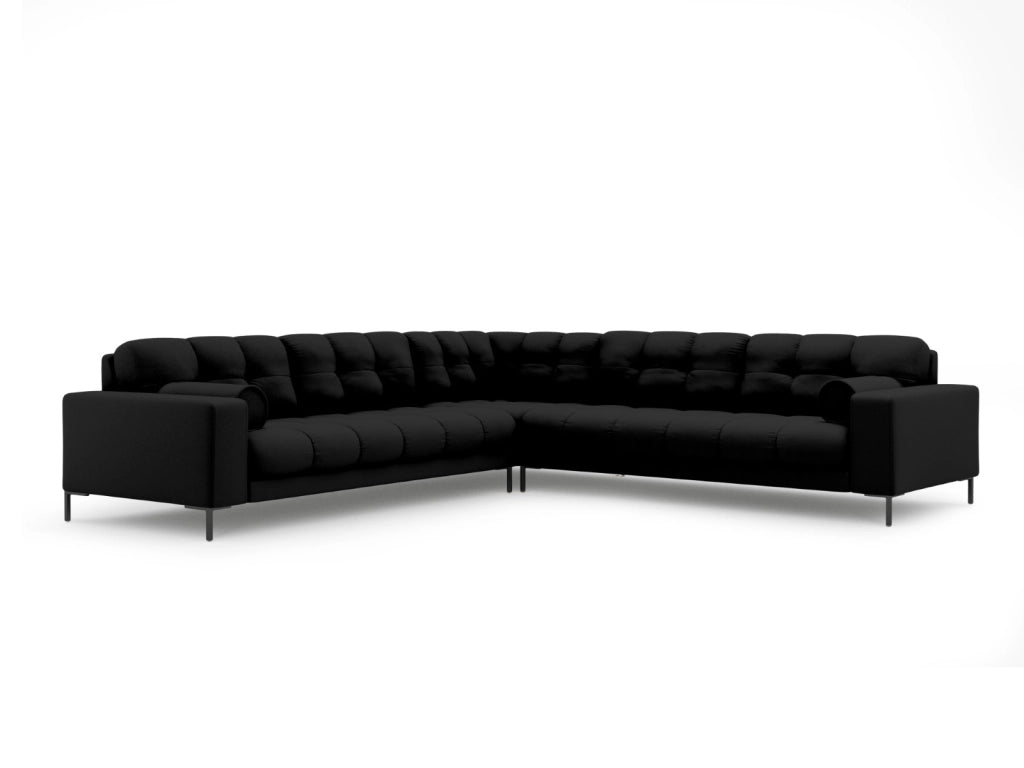 Cosmopolitan Design - Divano angolare reversibile "Bali" 6 posti in tessuto strutturato nero 
