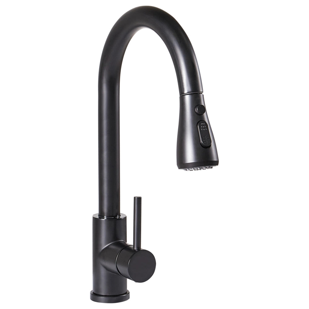 Rubinetto da cucina moderno rubinetto miscelatore a spruzzo estraibile bobina a molla in acciaio inossidabile beccuccio girevole nero
