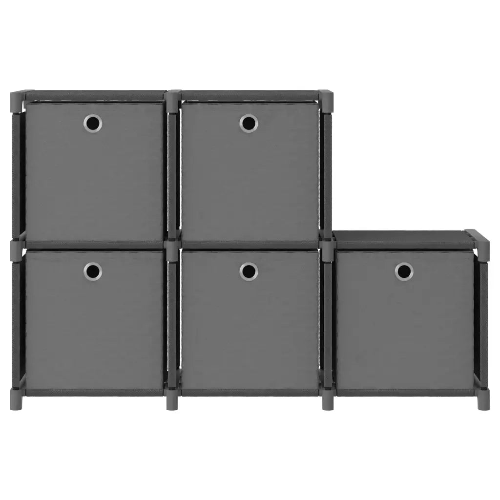 Mensola con 5 Vani a Cubo Scatole Grigia 103x30x72,5 cm Tessuto 322605