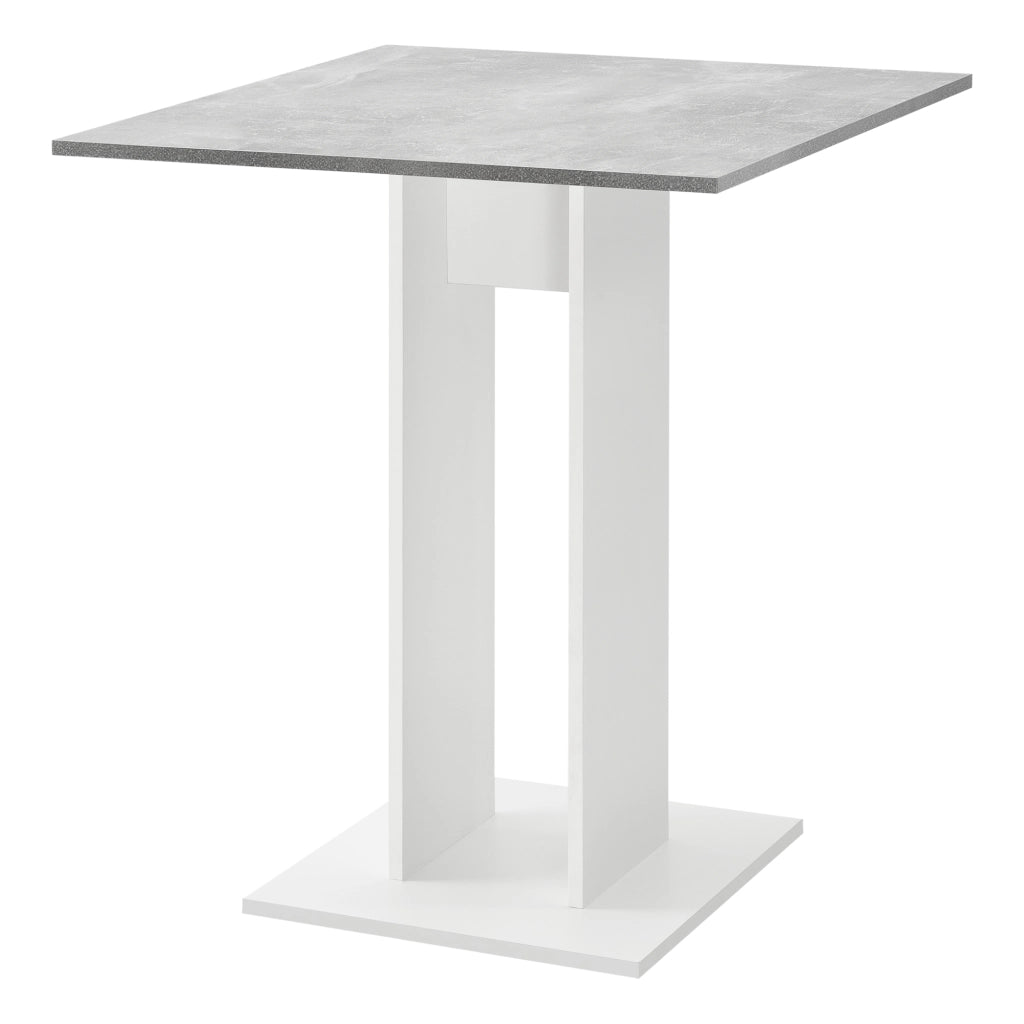 Tavolo Quadrato Lindesnes da Cucina Pranzo Bar 65 x 65 x 78 cm - Effetto Cemento / Bianco [en.casa]