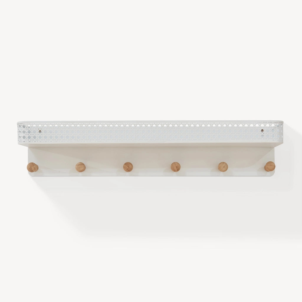 Appendiabiti da Parete Jäller con Mensola e 6 Ganci 60x14x12 cm Metallo - Bianco [en.casa]