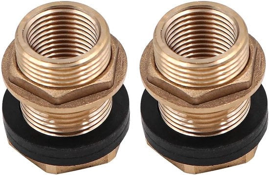 Impianto di Raccordo per Riscaldamento - Set a 2 Pezzi - Connesioni per Serbatoio - Flessibili in Ottone - Flessibilità a Serraggio - 19 mm Buitendraad - 15 mm Binnendraad