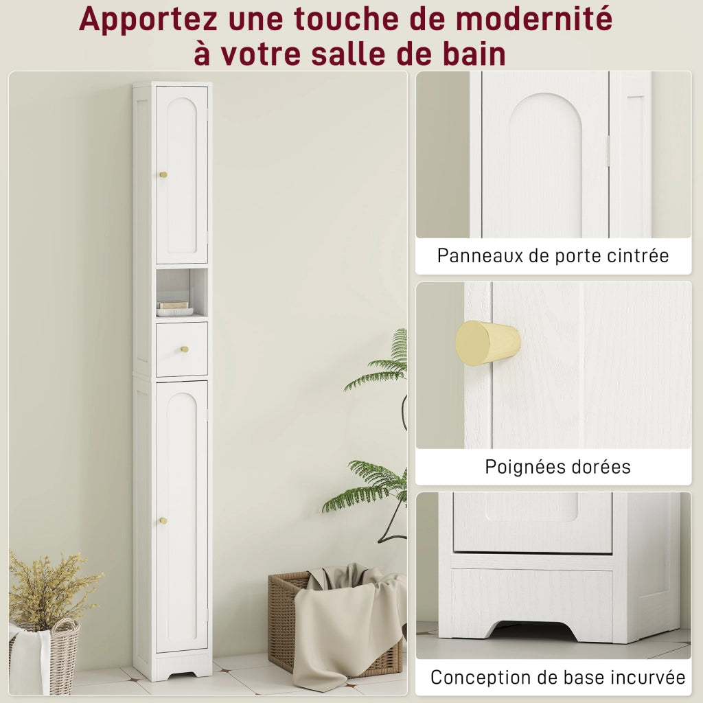 Mobile colonna bagno ¨C zephmum ¨C 2 ante, cassetto, bianco